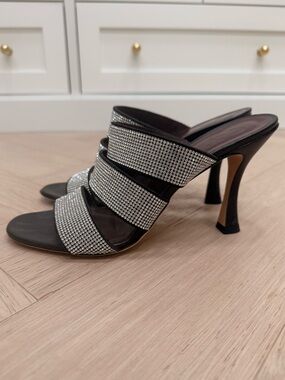 Staud Leather Crystal Embellishments Slides